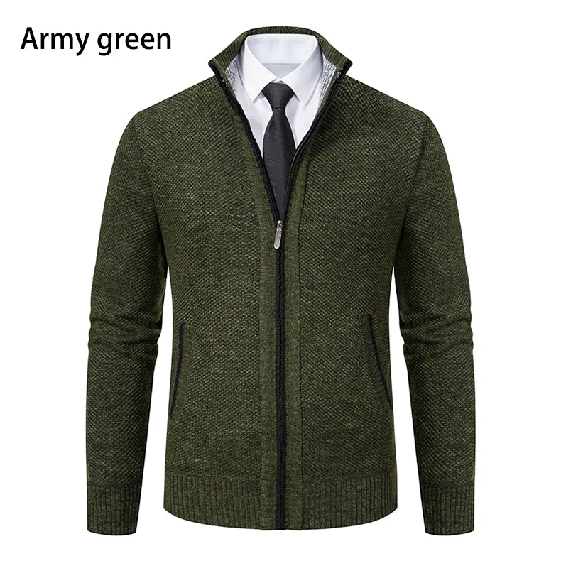 Buzo Cárdigan con Cremallera para Hombre – Cuello Alto y Forro Polar