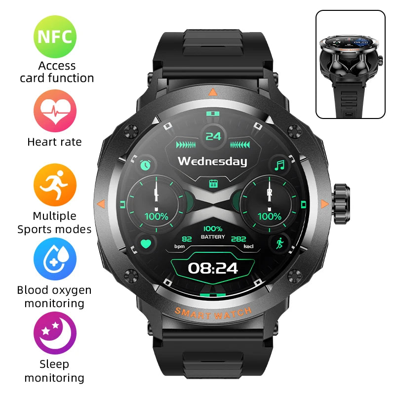Reloj Inteligente 2 en 1 con Auriculares NFC para Hombre