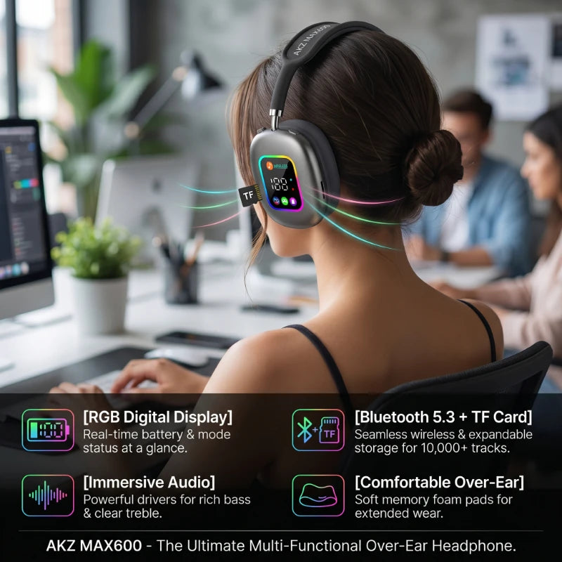 AKZ MAX600 Auriculares ANC Pantalla a Color