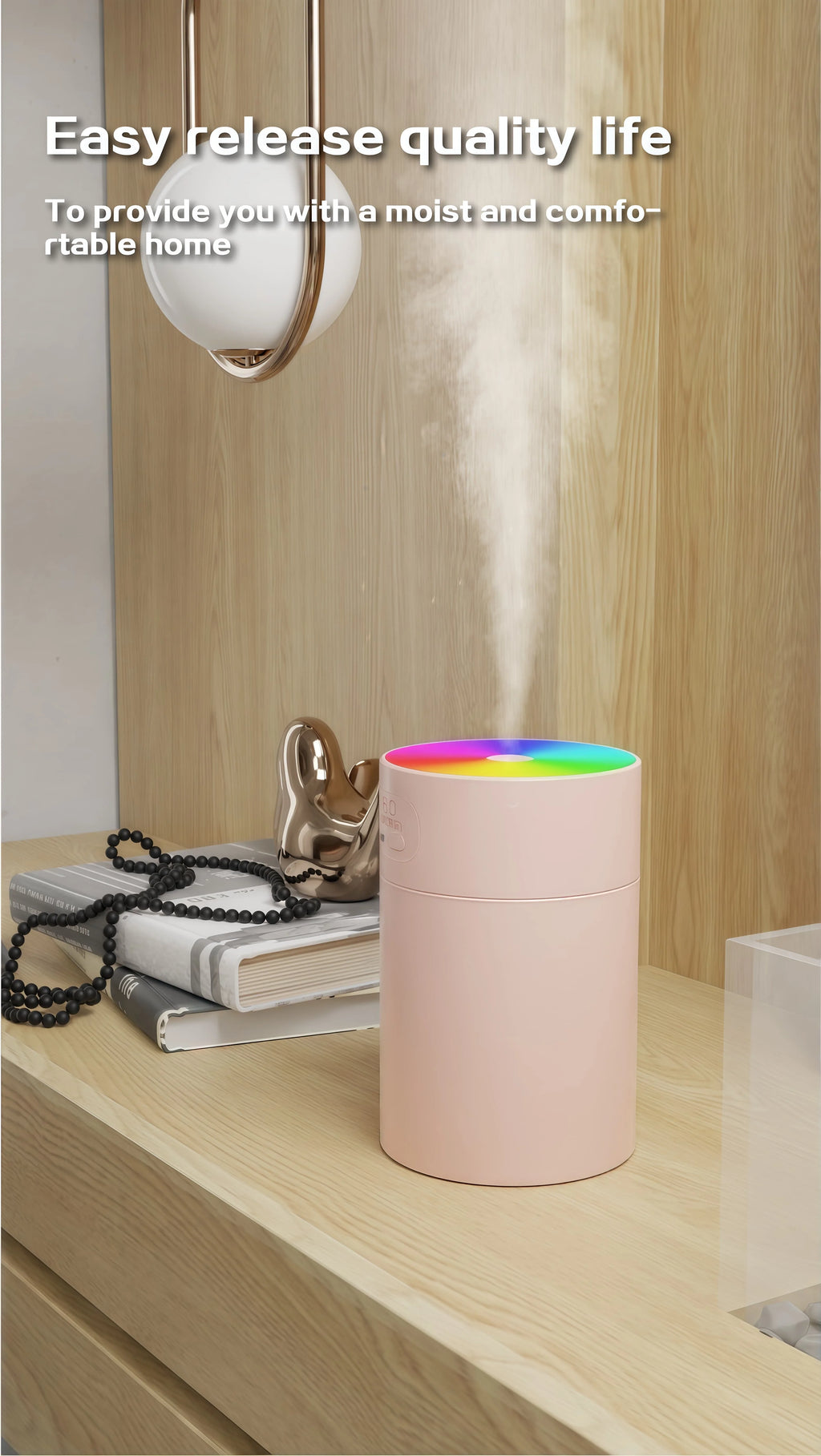 Humidificador ultrasónico USB 200ml con luz LED y difusor de aromas para auto y hogar