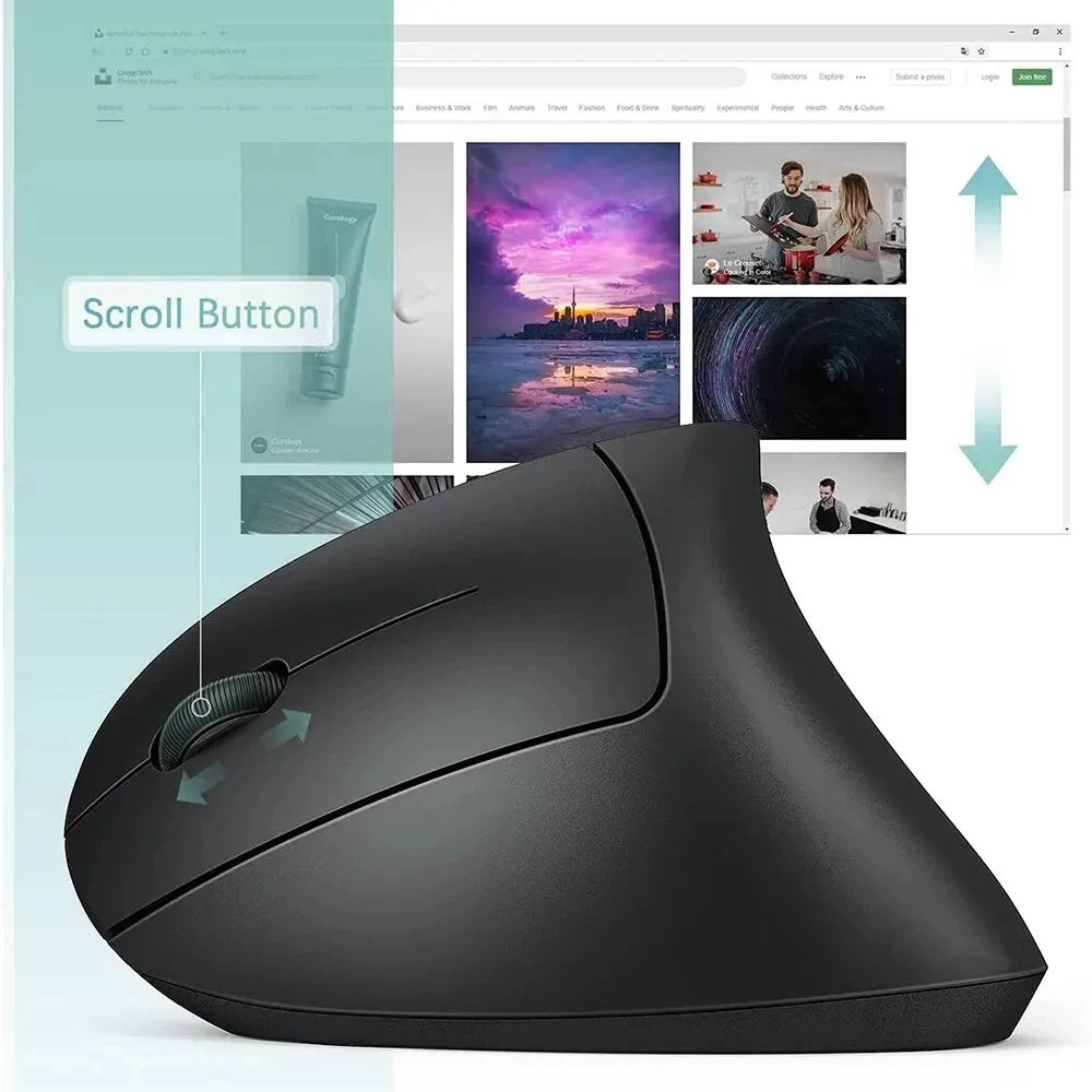 Ratón Vertical Ergonómico Inalámbrico de 2.4GHz HOMEFISH, Ratón Óptico con 3 DPI Ajustables 800/1200/1600 y 6 Botones para Computadora Portátil y PC