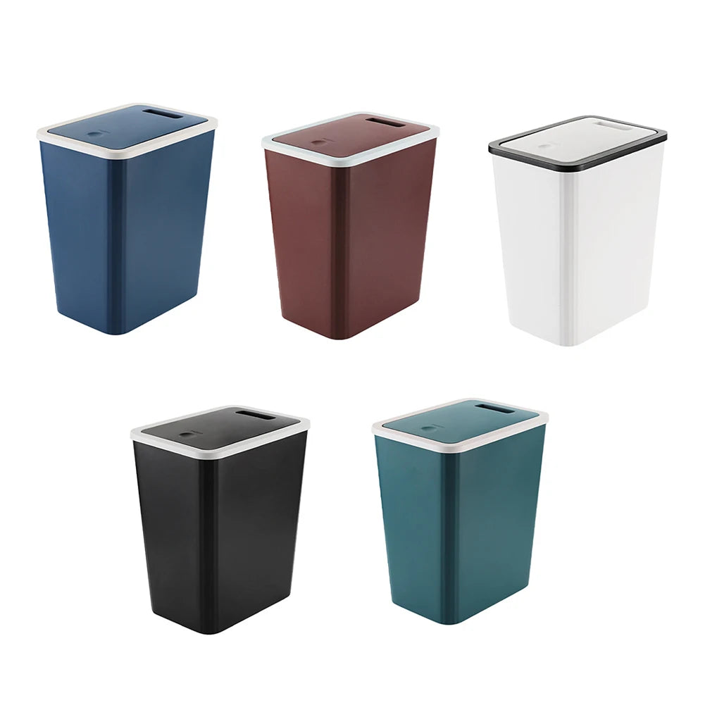 Cubo de basura con tapa a presión de plástico para baño, cocina y hogar