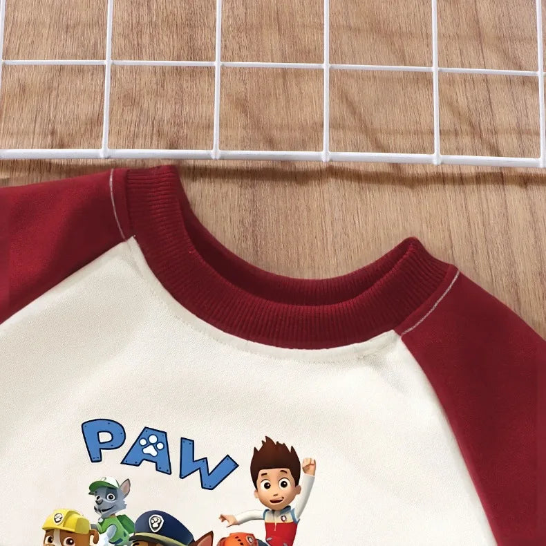 PAW Patrol, conjuntos de sudaderas con capucha de manga larga empalmadas con cuello redondo para bebés, sudadera informal y pantalón de chándal para niños, traje de 2 uds para Primavera/otoño nuevo