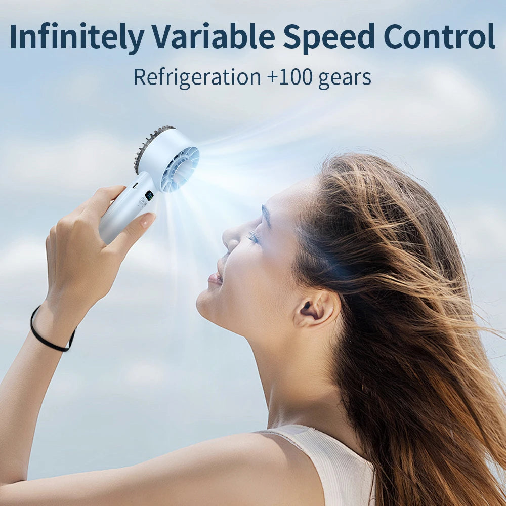 Ventilador portátil de mano de 5200mAh, pantalla LED, refrigeración Semiconductora, 100 velocidades, recargable por USB, ventilador para exteriores, Enfriador de hielo doble