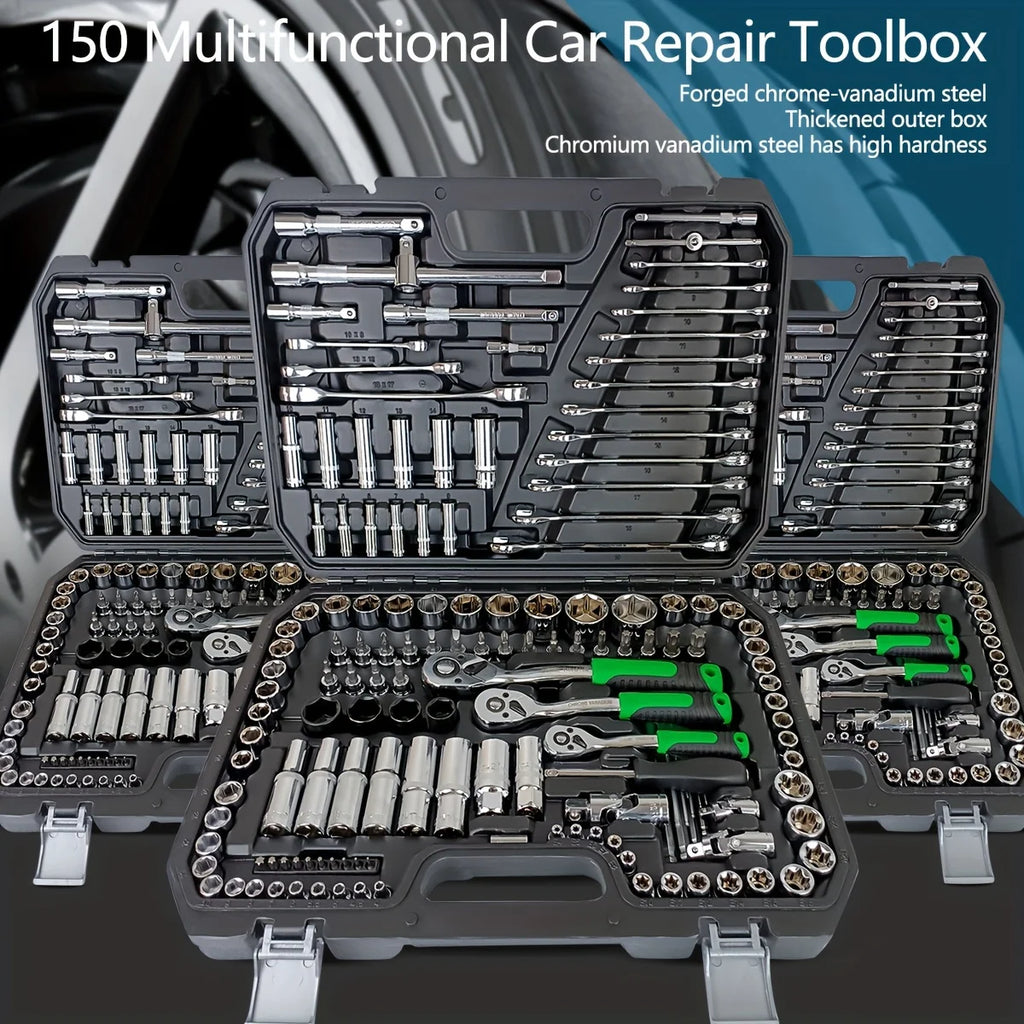 Juego de caja de herramientas para motocicleta, llave de trinquete rápida, 150/46 Uds., broca de grupo, caja de herramientas de grado Industrial, herramientas de reparación de automóviles, mantenimiento de automóviles