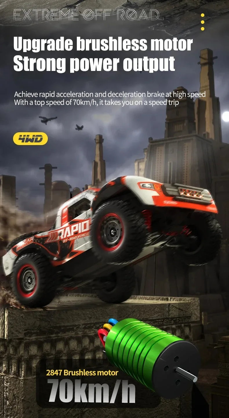 JJRC Q130 1:16 70 KM/H 4WD RC coche con Motor sin escobillas ligero coches de Control remoto camión monstruo de deriva de alta velocidad juguetes para niños y adultos