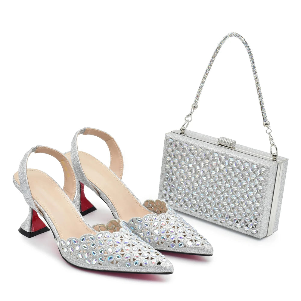 Zapatos de Tacón con Cartera para Mujer - Conjunto de Lujo para Fiestas