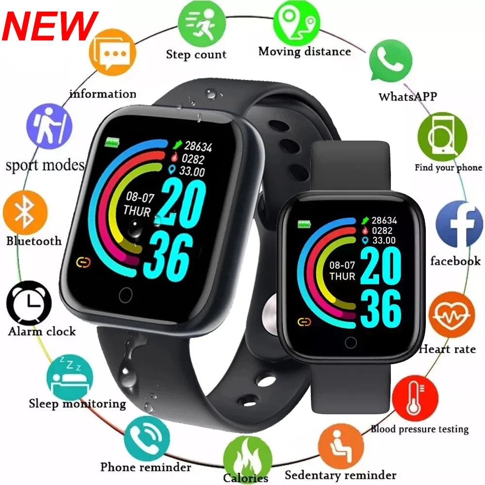 Reloj inteligente D20Pro para hombres y mujeres, reloj deportivo con seguimiento de actividad física, Monitor de ritmo cardíaco y presión arterial, reloj inteligente resistente al agua para Android IOS