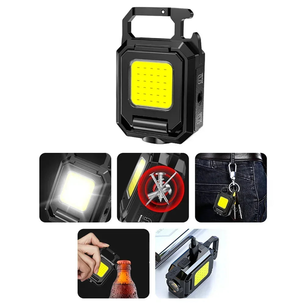 Mini Linterna LED Llavero COB Doble Recargable USB 1000LM Portátil