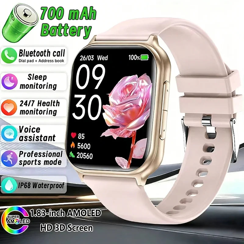 Smartwatch 2026 con pantalla AMOLED 1,83", batería 700 mAh y llamadas Bluetooth