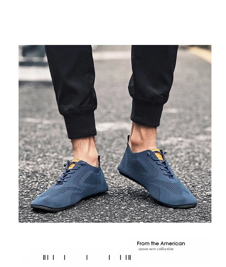 Zapatos informales ligeros sin cuero para hombre, mocasines de malla a la moda para parejas, zapatillas transpirables con cordones para hombre, zapatos planos suaves para Yoga