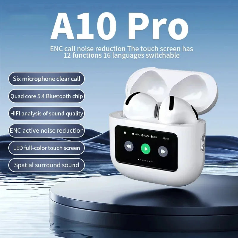 A10 Pro Auriculares ANC Bluetooth 5.3 Pantalla Táctil