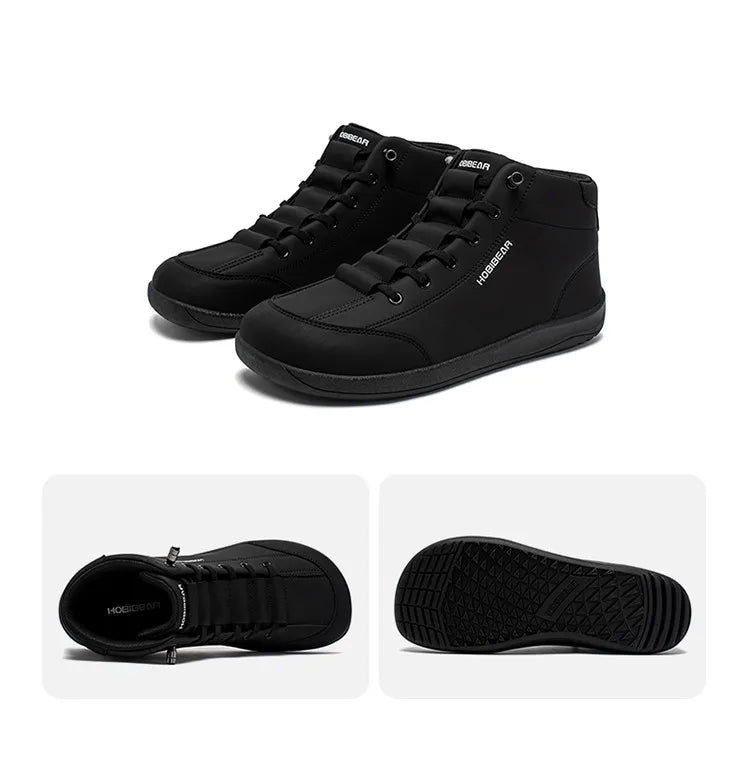 HOBIBEAR Zapatos descalzos de caña media, botines minimalistas con punta ancha Unisex, zapatillas antideslizantes de cuero Artificial para exteriores
