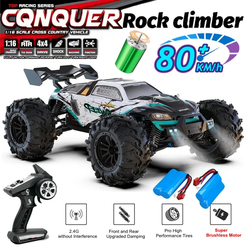 Coche Todoterreno RC 4WD sin Escobillas, Alta Velocidad 50-80 KM/H