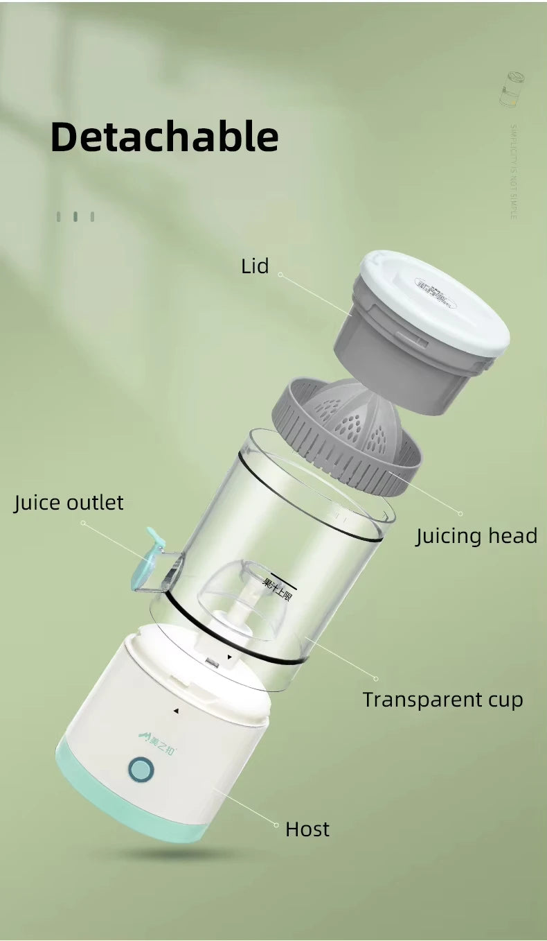 Exprimidor Lento Inalámbrico 7.4V para Naranjas y Cítricos