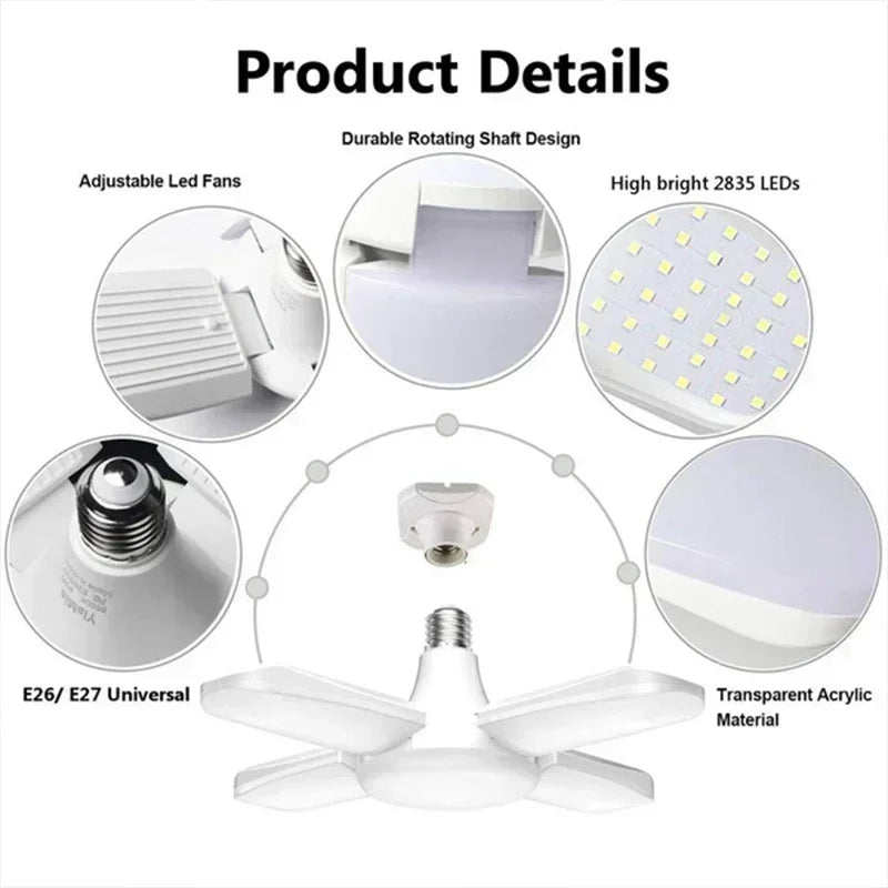 Bombilla LED Plegable 4 Cuchillas 6500K Sin Parpadeo
