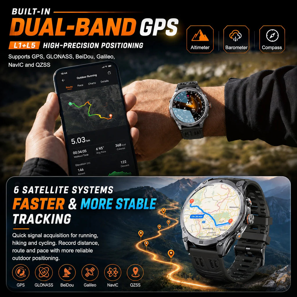 Reloj Inteligente GPS Militar 170+ Deportes