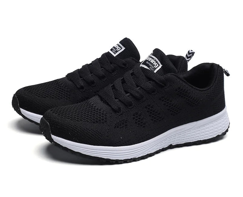 Zapatos informales para mujer, zapatillas planas de malla transpirables a la moda, zapatillas de deporte para mujer 2021, zapatos vulcanizados para gimnasio, calzado blanco para mujer