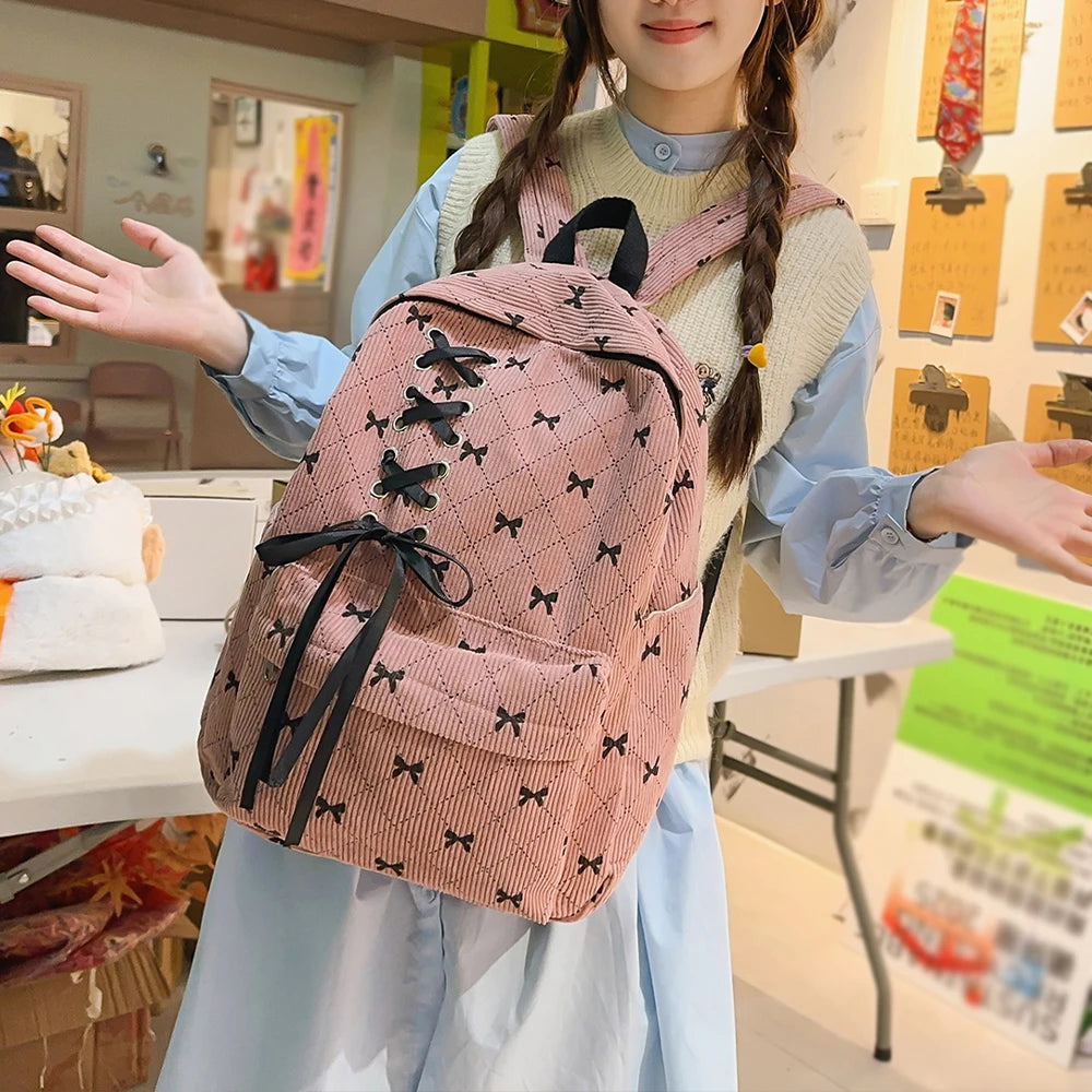 Mochila de Pana para Mujer, Gran Capacidad Estilo Universitario para Viajes