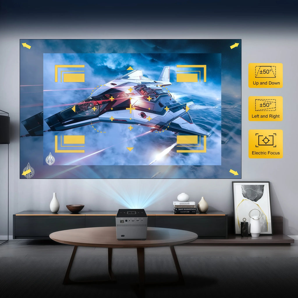 Mini Proyector Xnano X3 Android 9.0 Decodificación 8K Enfoque Eléctrico ±50 °   Sistema de Cine en Casa Portátil Keystone con Luz ARGB, Audio Dolby, WiFi y Bluetooth