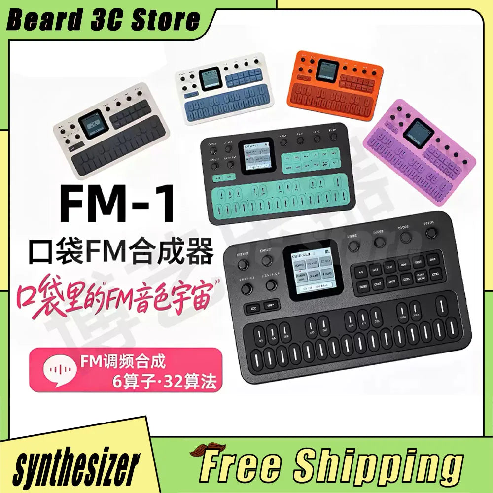 Sintetizador FM Portátil M-Vave FM-1, 6 Operadores, 32 Algoritmos, 128 Preajustes, Altavoz Integrado, Bluetooth, MIDI, Batería de 12h, Regalo Navideño