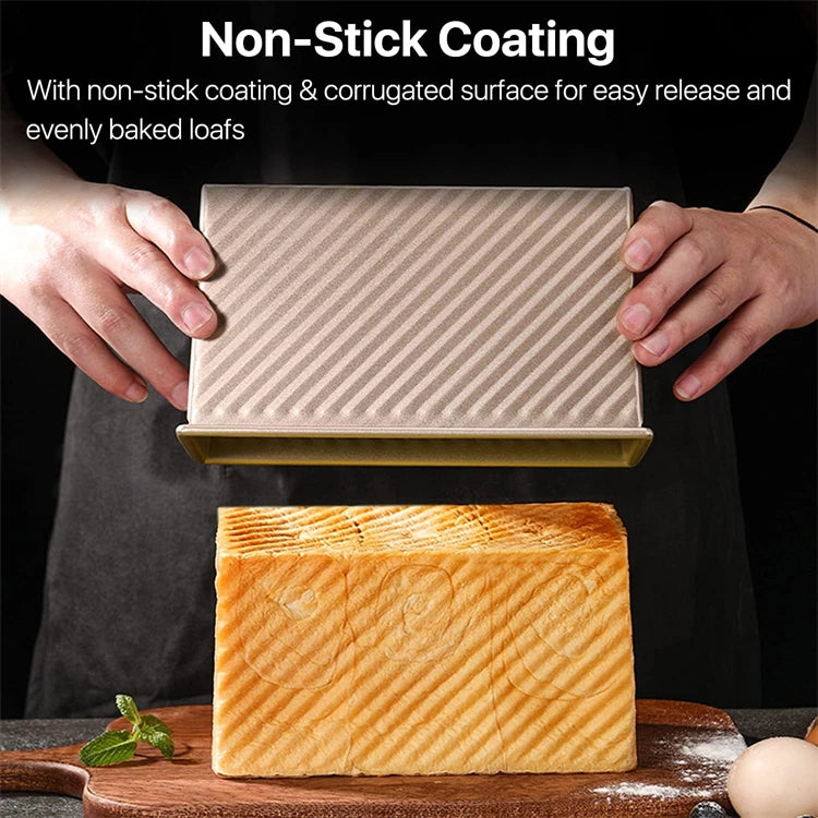 LMETJMA-artén para pan Pullman con tapa, 1 lb, sartén antiadherente para pan, caja para tostadas corrugada rectangular de acero al carbono, molde para pastel JT157