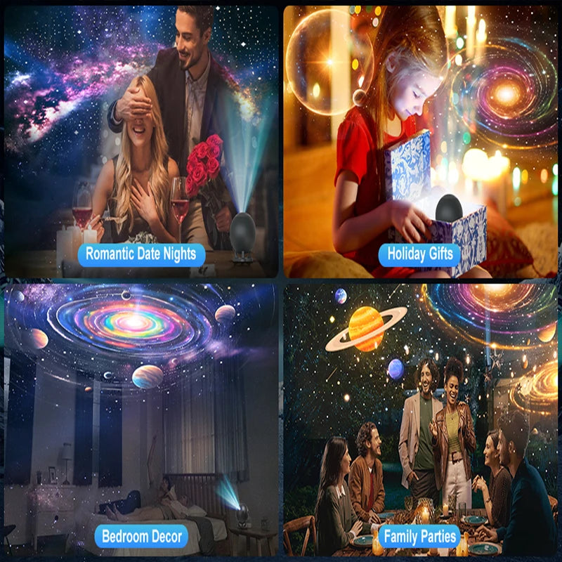 Proyector planetario para dormitorio, 12 discos de imágenes, proyectores de galaxia, luz nocturna de estrellas, iluminación de ambiente de techo, lámpara espacial