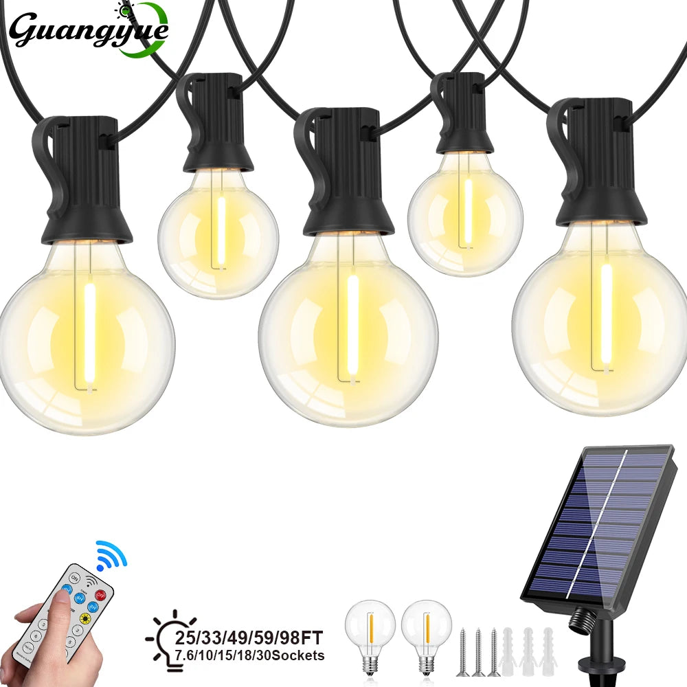 Guirnalda de Luces Solares G40 para Exteriores, Impermeable IP44, 7.6 a 30M