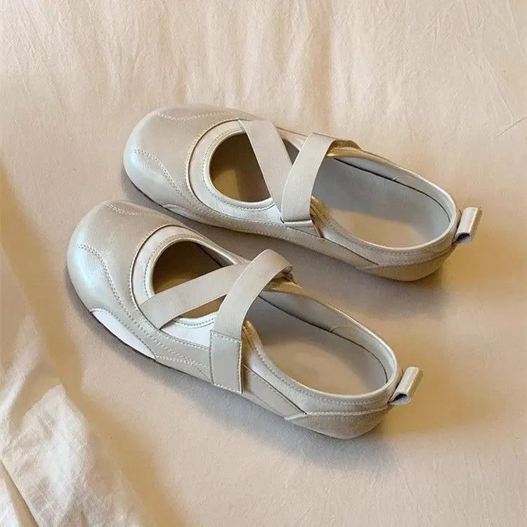 Beige púrpura champán bailarinas zapatillas de deporte mujeres punta bailarina Tabi zapatillas para caminar mujer zapatos Mary Jane calzado verano