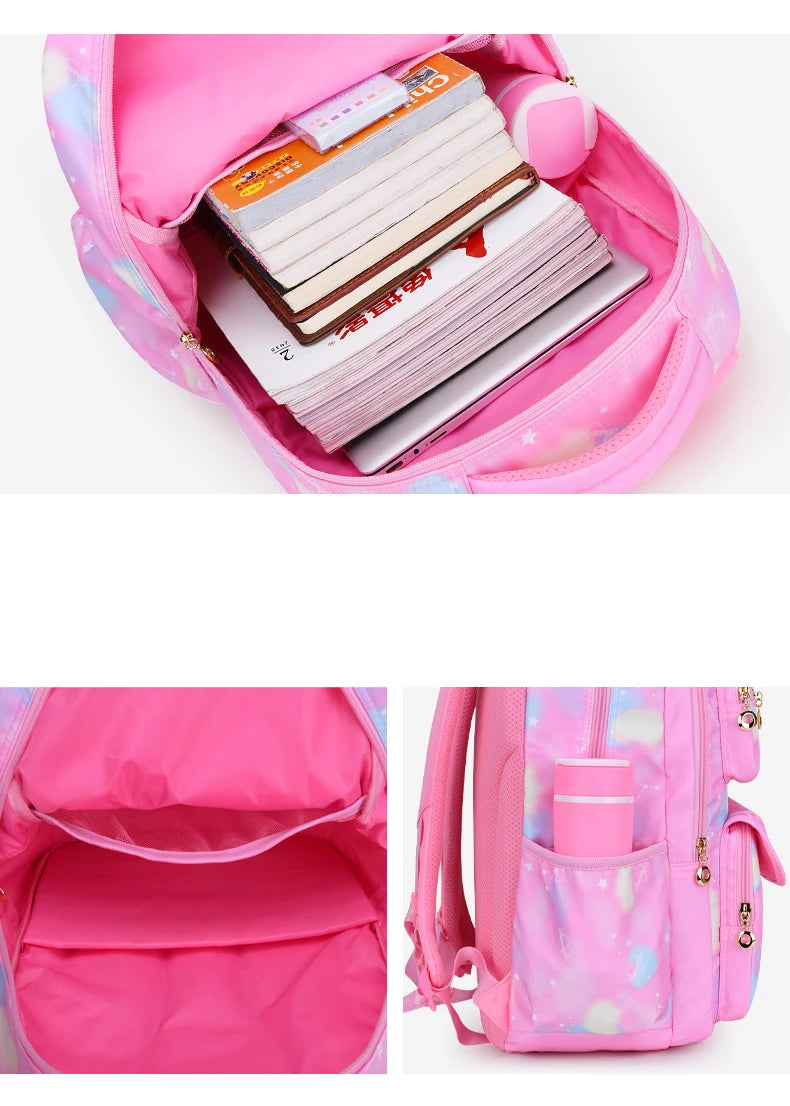 Mochila Escolar Rosa para Niñas y Adolescentes