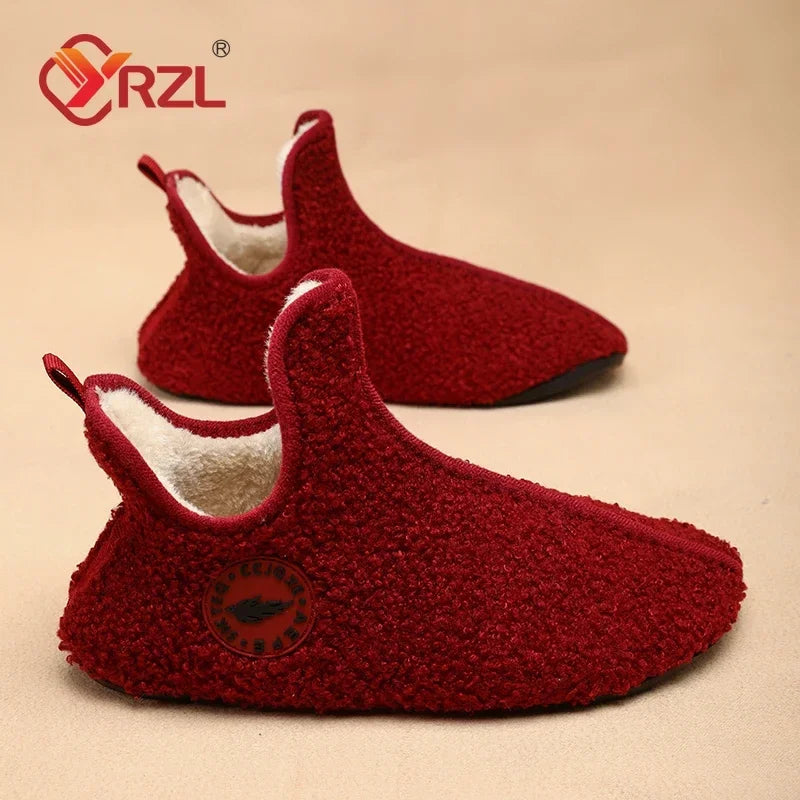 YRZL, zapatos de algodón de invierno para hombre, zapatillas ligeras sin cordones de alta calidad, mocasines de algodón de felpa para interiores, zapatos cálidos Unisex