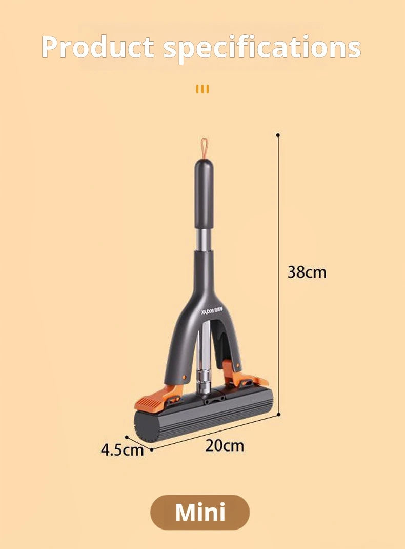 Mini fregona de esponja Joybos con sistema push-pull, uso multiusos