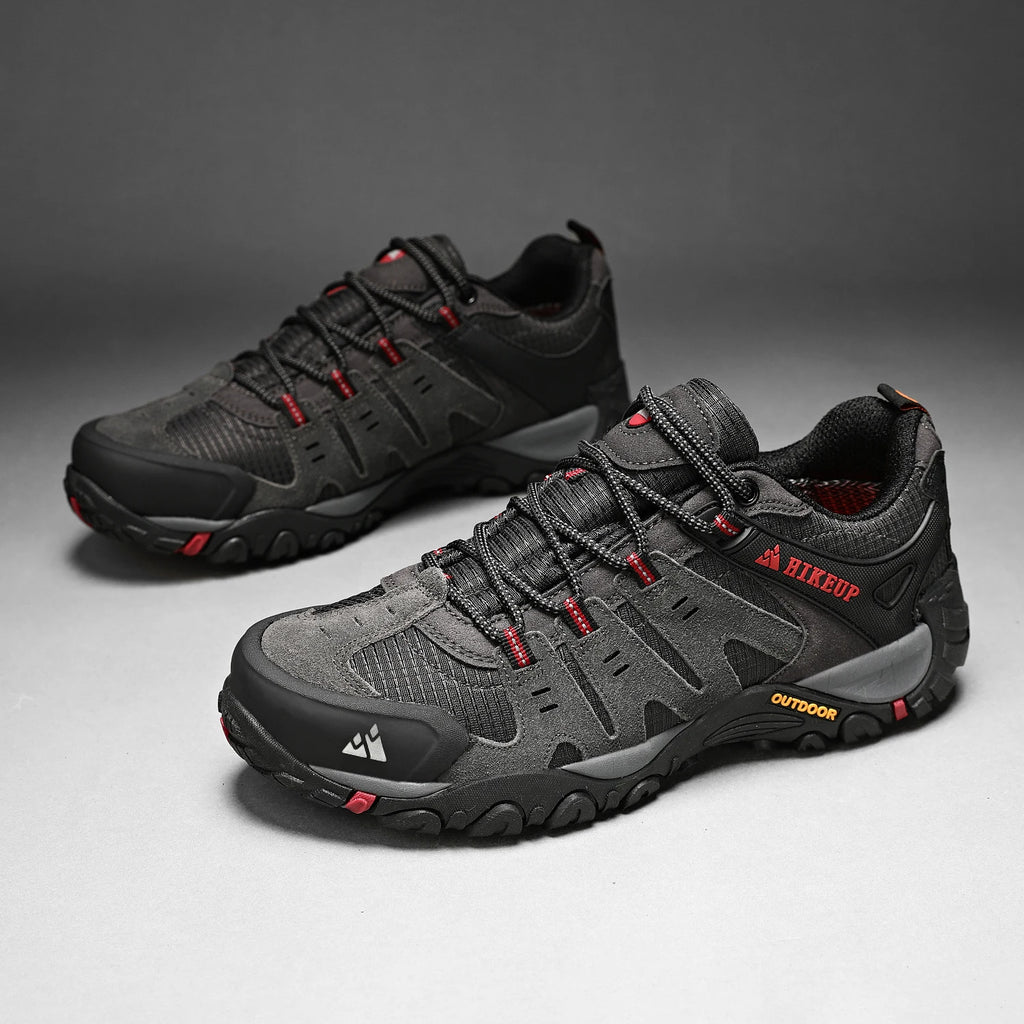 Zapatos de senderismo HIKEUP para hombre, zapatos de exterior de piel de ante, zapatillas tácticas resistentes al desgaste para senderismo, caminar y cazar