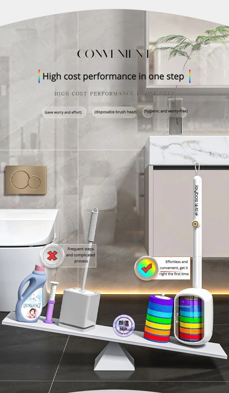 Escobilla de baño desechable Joybos con soporte de pared y cabezal recambiable