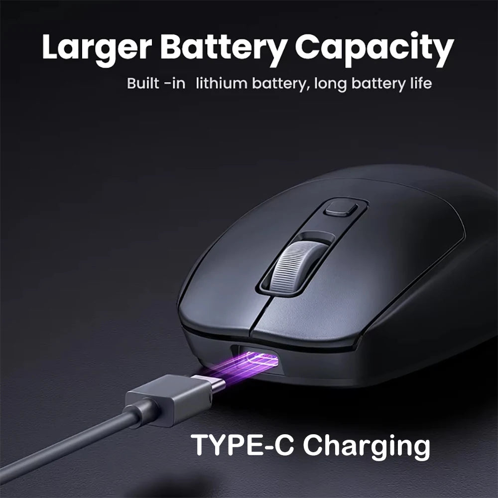 Ratón inalámbrico Bluetooth 5,2 de 2,4G, ratón silencioso de modo Dual, ratón recargable para juegos, 1600DPI para ordenador portátil, Win Mac OS