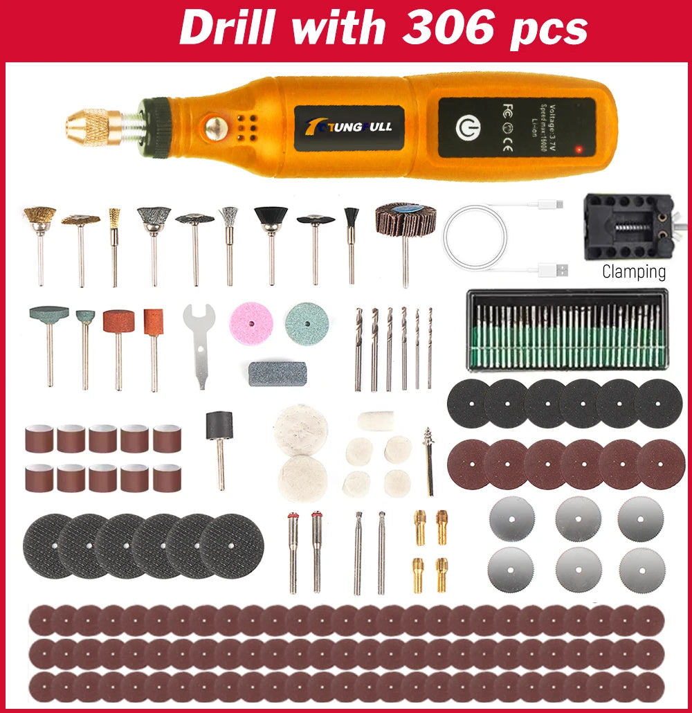 Mini Taladro Inalámbrico Rotativo y Grabado USB