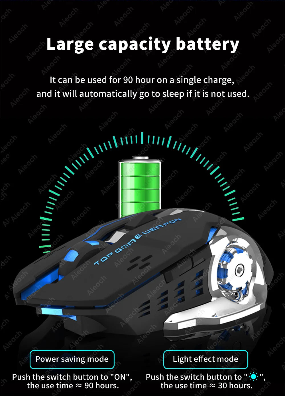 Ratón inalámbrico recargable para videojuegos, Mouse silencioso con Bluetooth, USB, mecánico, retroiluminación para deportes electrónicos, PC, Gamer