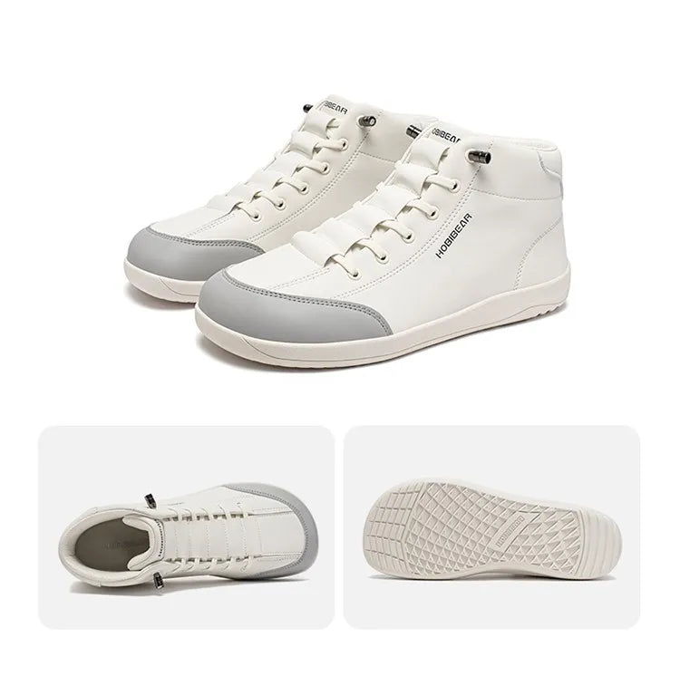 HOBIBEAR Zapatos descalzos de caña media, botines minimalistas con punta ancha Unisex, zapatillas antideslizantes de cuero Artificial para exteriores