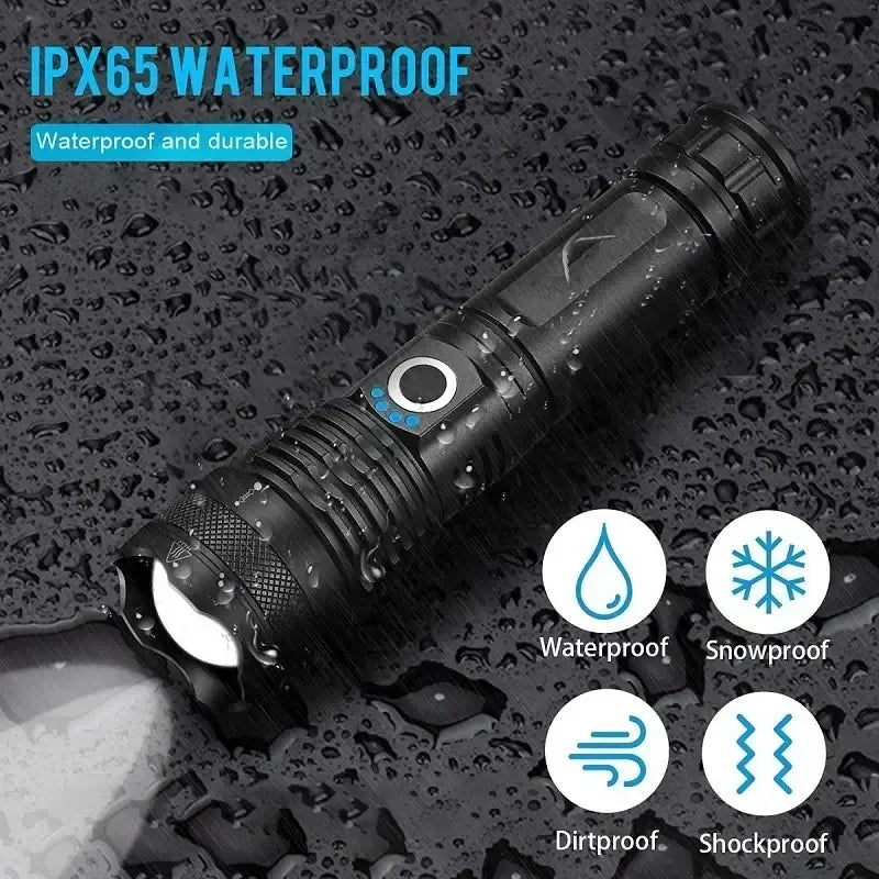 Linternas recargables, linterna táctica LED de alta potencia, linterna de caza portátil superbrillante para senderismo de emergencia