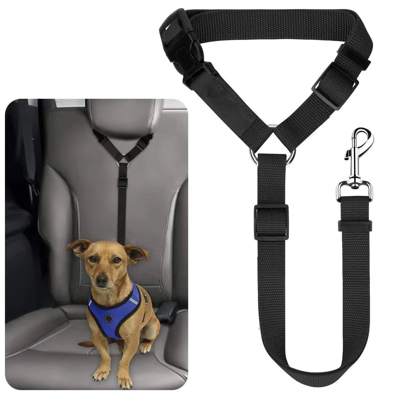 Cinturón de Seguridad para Mascotas con Arnés Ajustable de Nailon