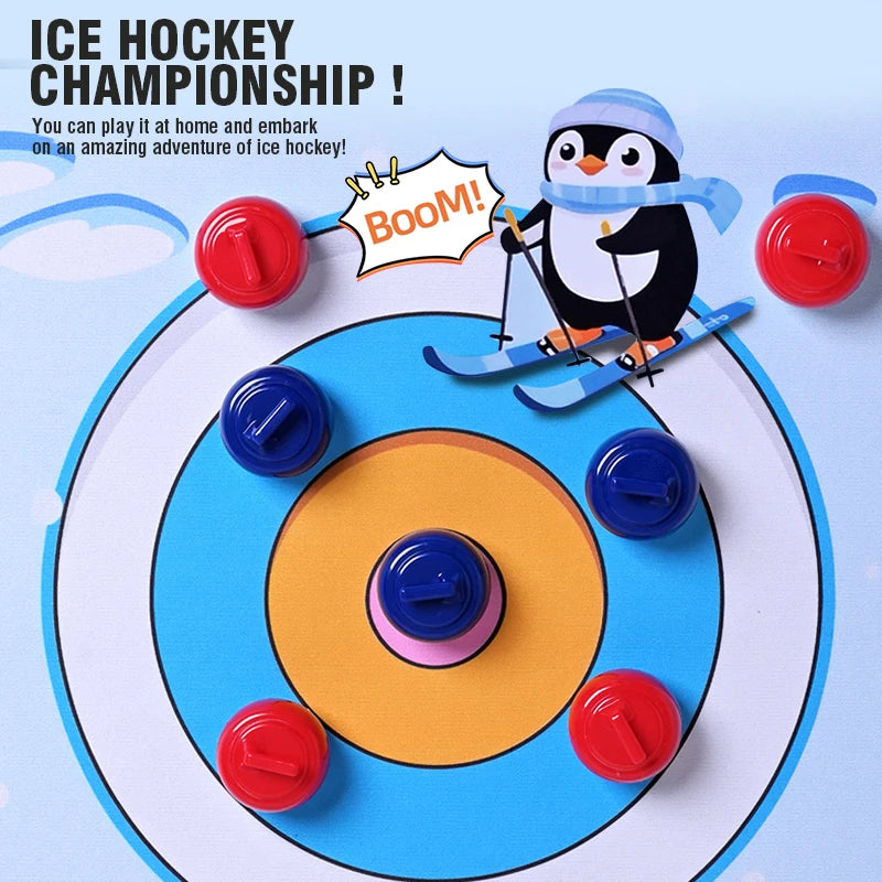 Juego de Mesa Curling 5 en 1 para Familia Hockey sobre Hielo