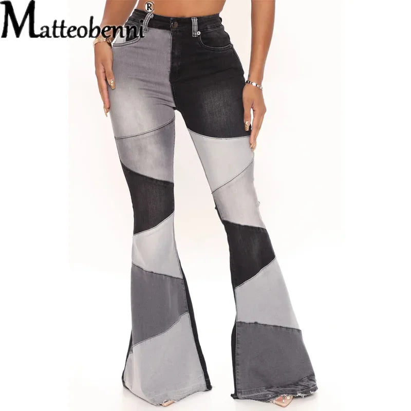 Pantalones Vaqueros Acampanados de Cintura Alta para Mujer