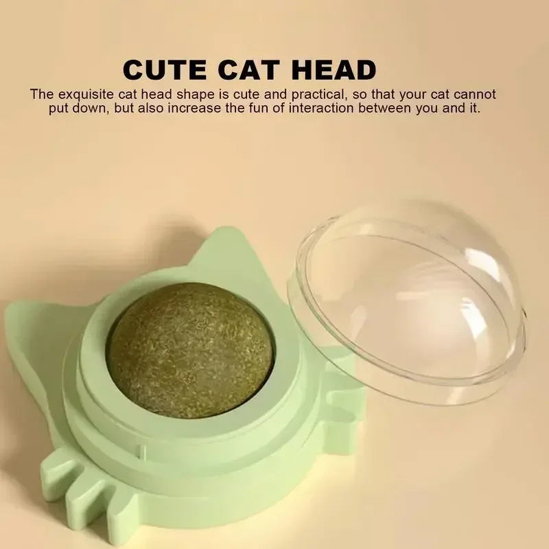 Juguetes de hierba gatera para gatos, bola giratoria interactiva de pared para interiores, menta Natural, mejora la digestión, estimulante del apetito, cuidado Dental para gatos