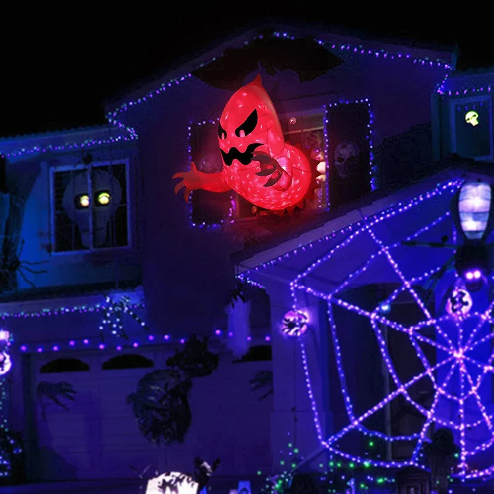 Fantasma de ventana gigante grande de 70cm, fantasma aterrador de Halloween que viene fuera de la ventana, fiesta inflable, decoración de césped y jardín exterior