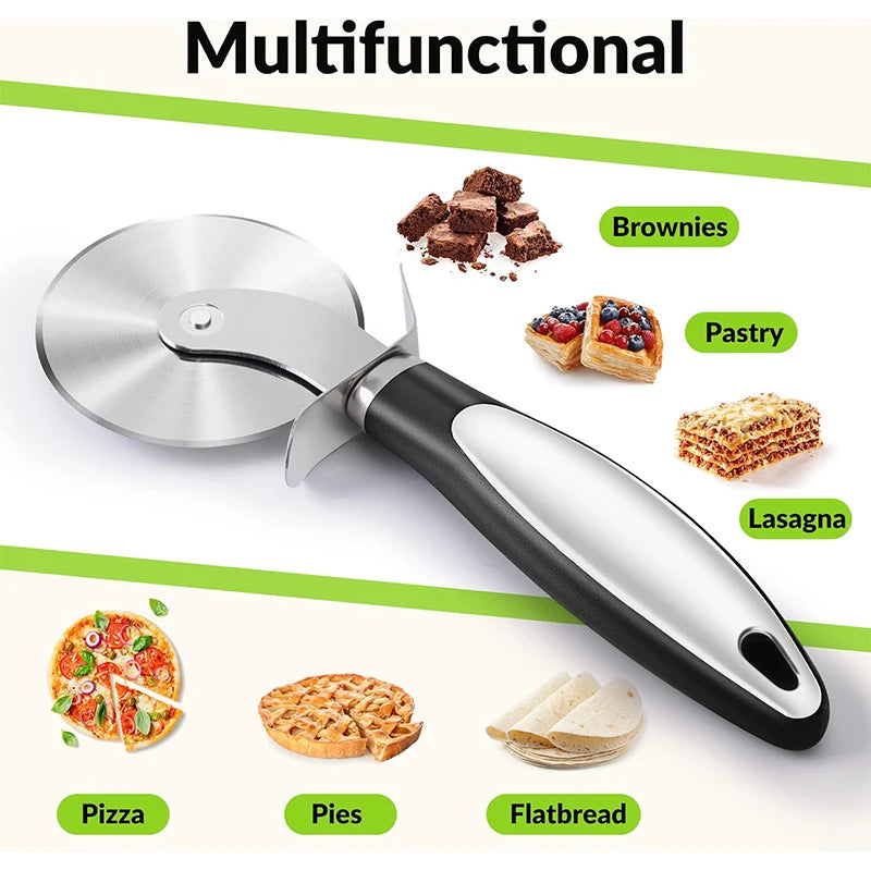 Cortador de Pizza Premium, rueda cortadora de Pizza de acero inoxidable, rebanador de Pizza súper afilado con mango antideslizante, utensilios de cocina JT542