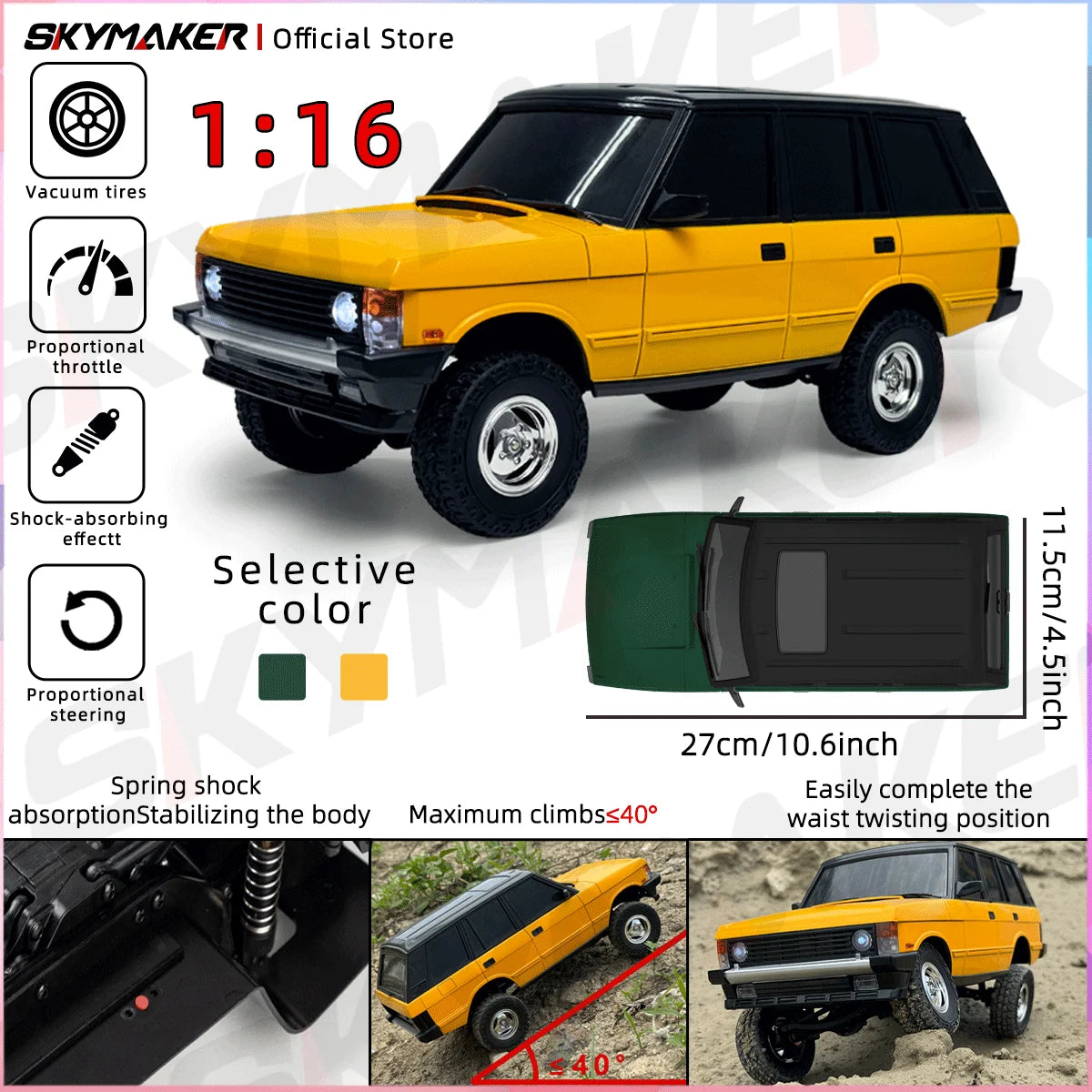 LDRC LD18401 RC coche 1/18 todoterreno 4WD Drive acelerador proporcional completo de alta resistencia escalada RC coche remoto juguetes para niños