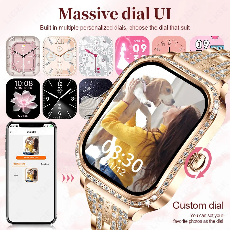 Smartwatch para mujer con pantalla curva HD 1.75 pulgadas y llamadas Bluetooth