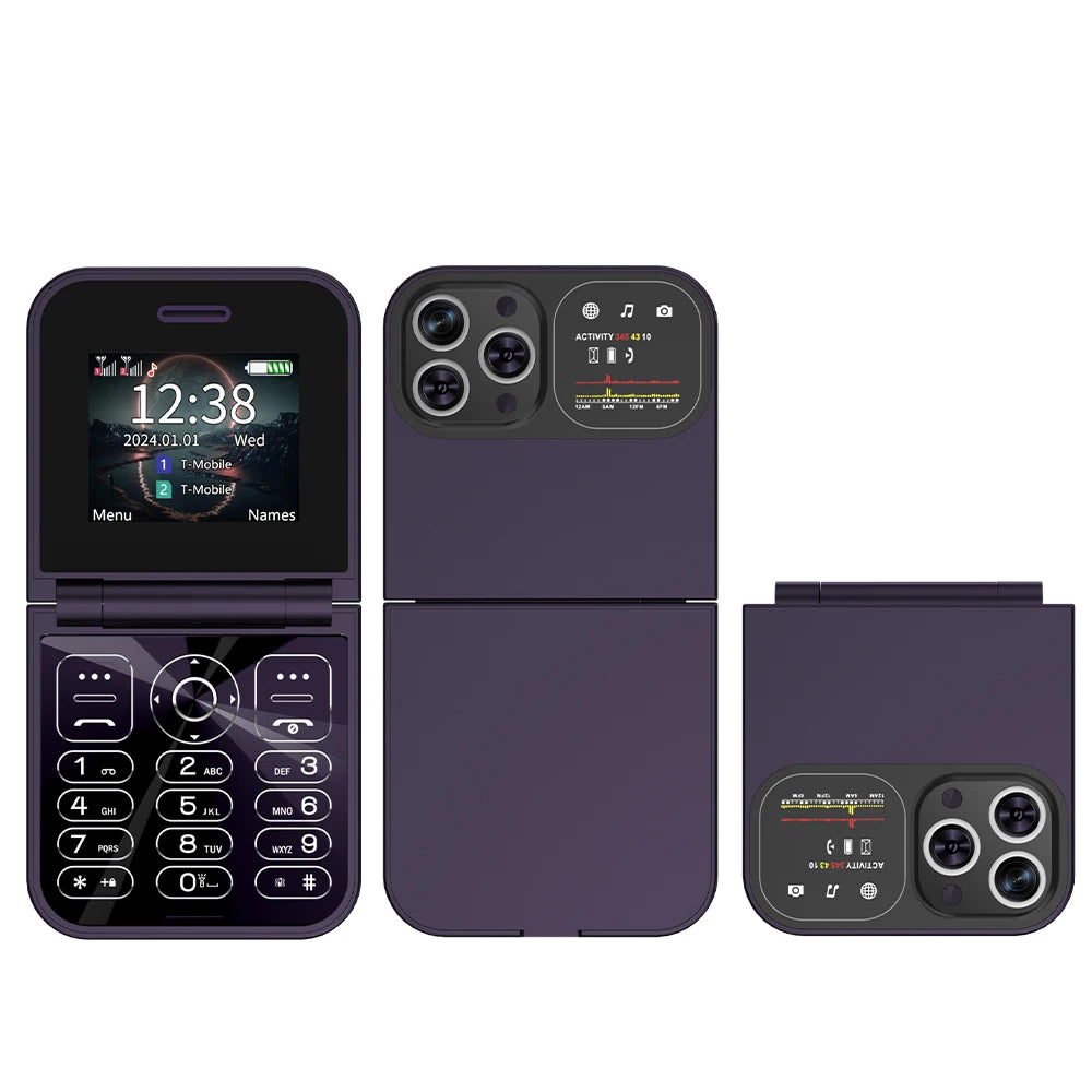 SERVO F15 Mini teléfono móvil pequeño con tapa 2 SIM en espera velocidad Dial linterna de voz mágica grabación de llamadas 2G GSM lindo teléfono móvil plegable