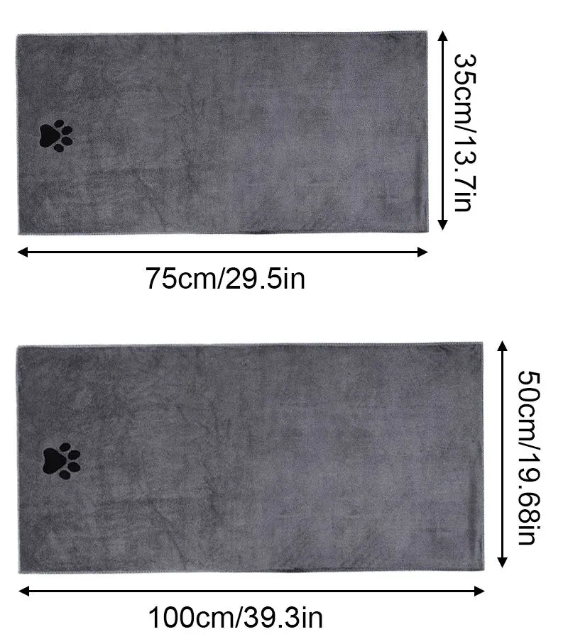 Toalla de baño de microfibra para mascotas, 35x75cm/50x100cm, bordada, súper suave, absorbente, manta para perros, suministros de aseo