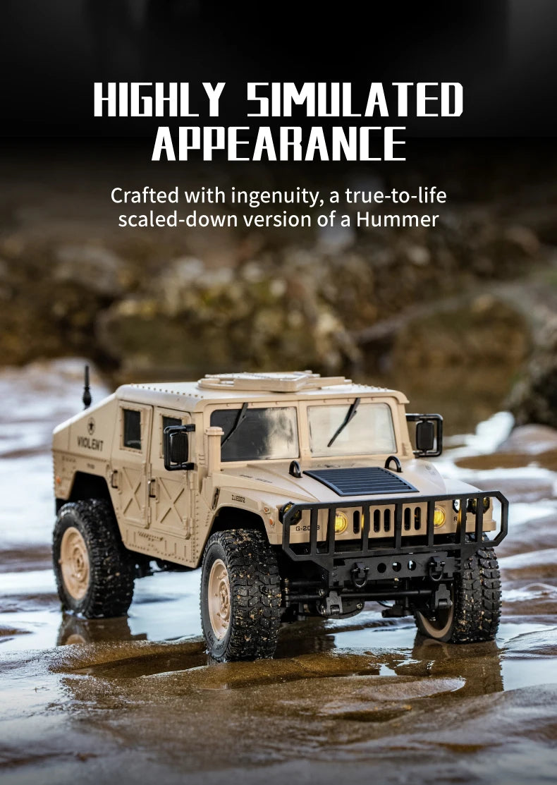 Coche RC Militar Crawler 4WD 2.4G 1:14, Vehículo Todoterreno con Accesorios